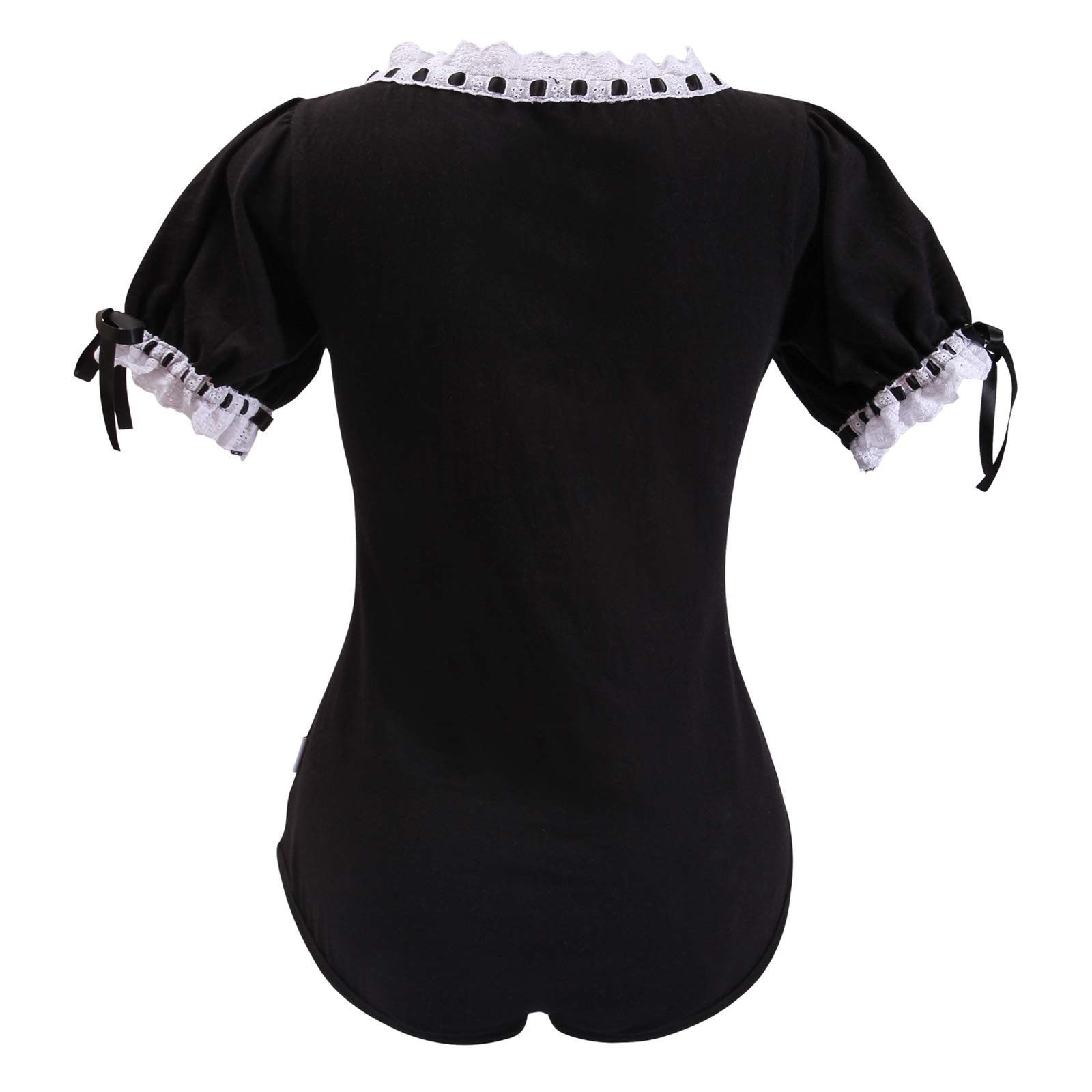 Littleforbig Cotton Romper Pajamas Bodysuit - Lolita Onesie: Small Black
