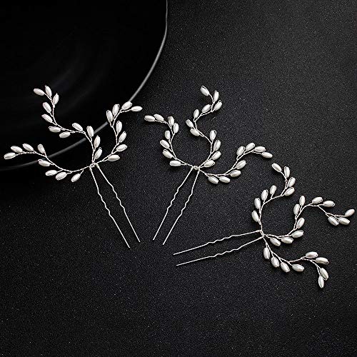 PBFONE - 3 horquillas de pelo hechas a mano para novia, perlas, niñas, bodas, fiestas, bailes de graduación, accesorios decorativos para la cabeza, tocado