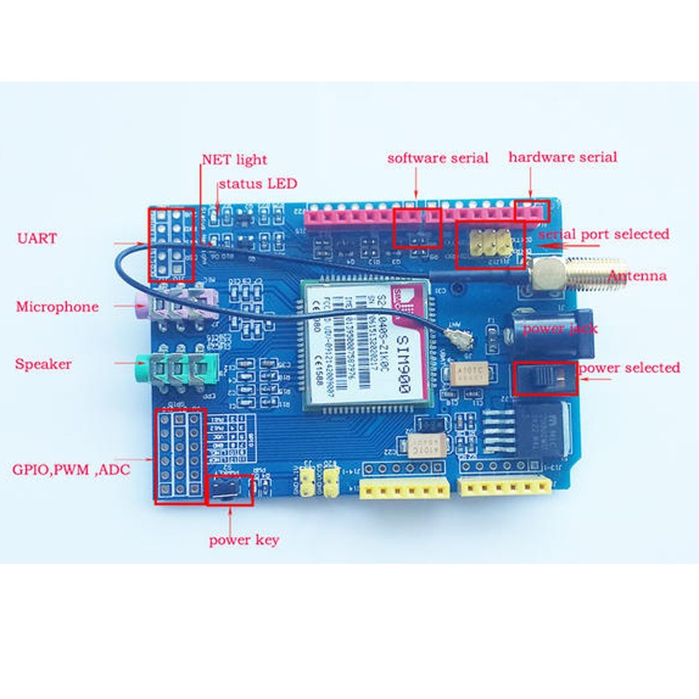 HiLetgo SIM900 Carte de développement quadri-bande 850/900/1800/1900 MHz GPRS/GSM❃ Arduino