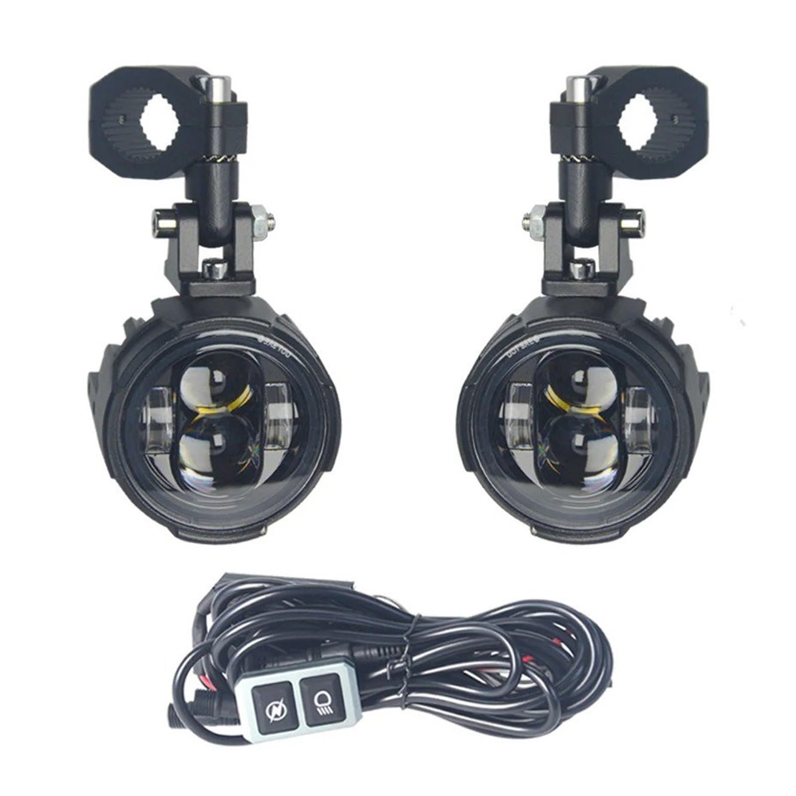 Faros de carretera moto LED 100W faro delantero auxiliar antiniebla intermitente doble color 6