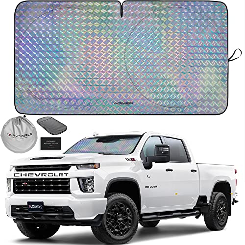 Autoamerics 1-Piece Windshield Sun Shade - Holographic Foldable Car Front Window Sunshade For Most Cars Suv Truck - Heat Blocker Visor Protector Blocks Max Uv Rays And Keeps Your Vehicle Cool - Large #TOP6