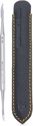 GERMANIKURE Raspador de callos y limpiador de uñas herramienta de manicura en estuche de cuero, fabricado en Solingen Alemania, seguro para