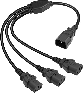GELRHONR 60cm UPS Server IEC 320 C14 to 3X IEC 320 C13 Y Splitter Extension Power Cord 1 to 3