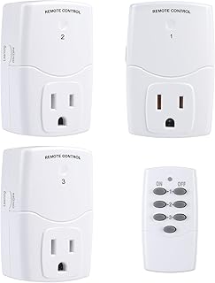 BN-LINK Mini Wireless Remote Control Outlet Switch Power Plug In for Household Appliances, Wireless Remote Light Switch, LED Light Bulbs, White (1 Remote + 3 Outlet) 1250W/10A