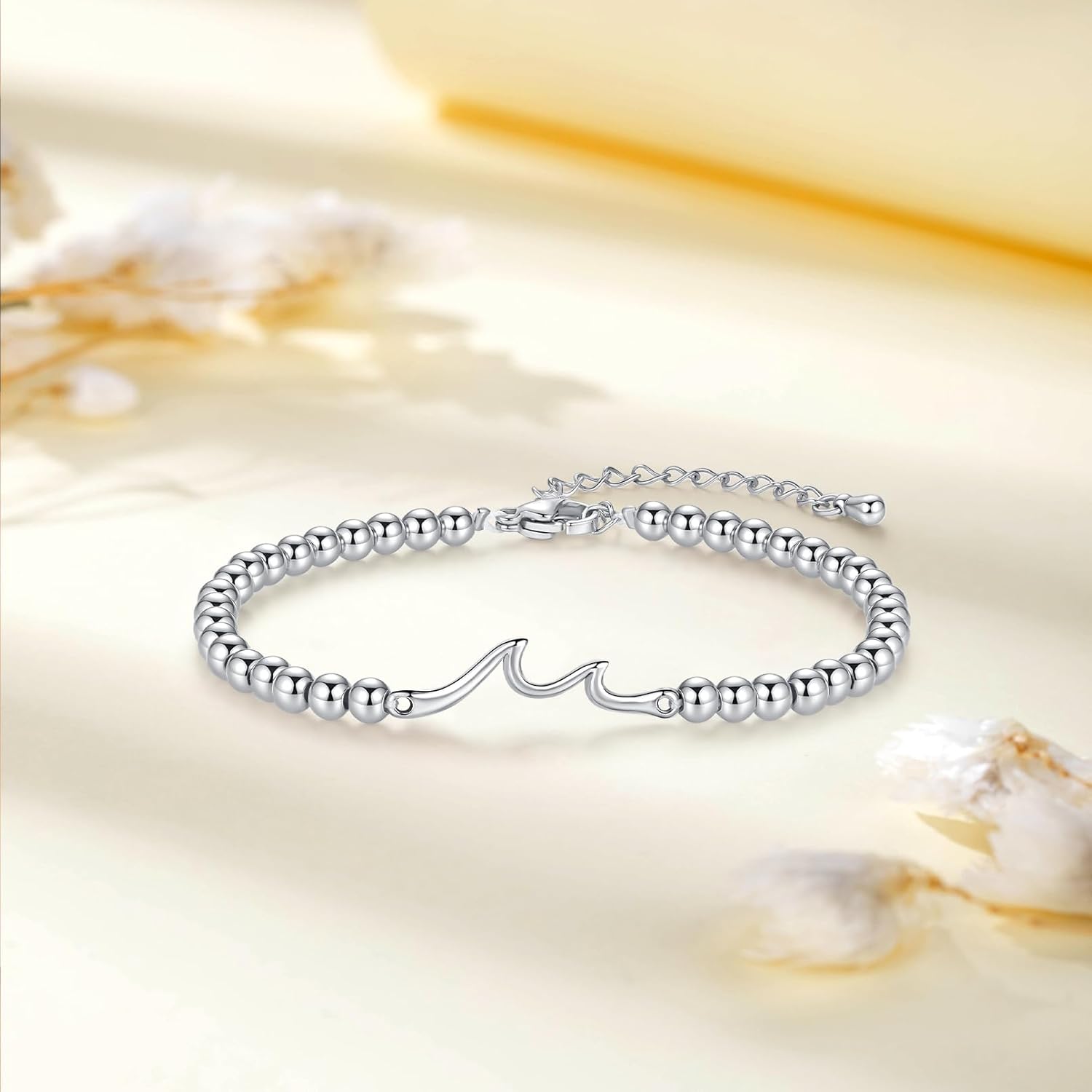 Wave Bracelets for Women, Green Beaded Bracelets for Women, Trendy Encouragement Jewelry Birthday Gift for Friend Daughter Sister Nana Mom - Image 3