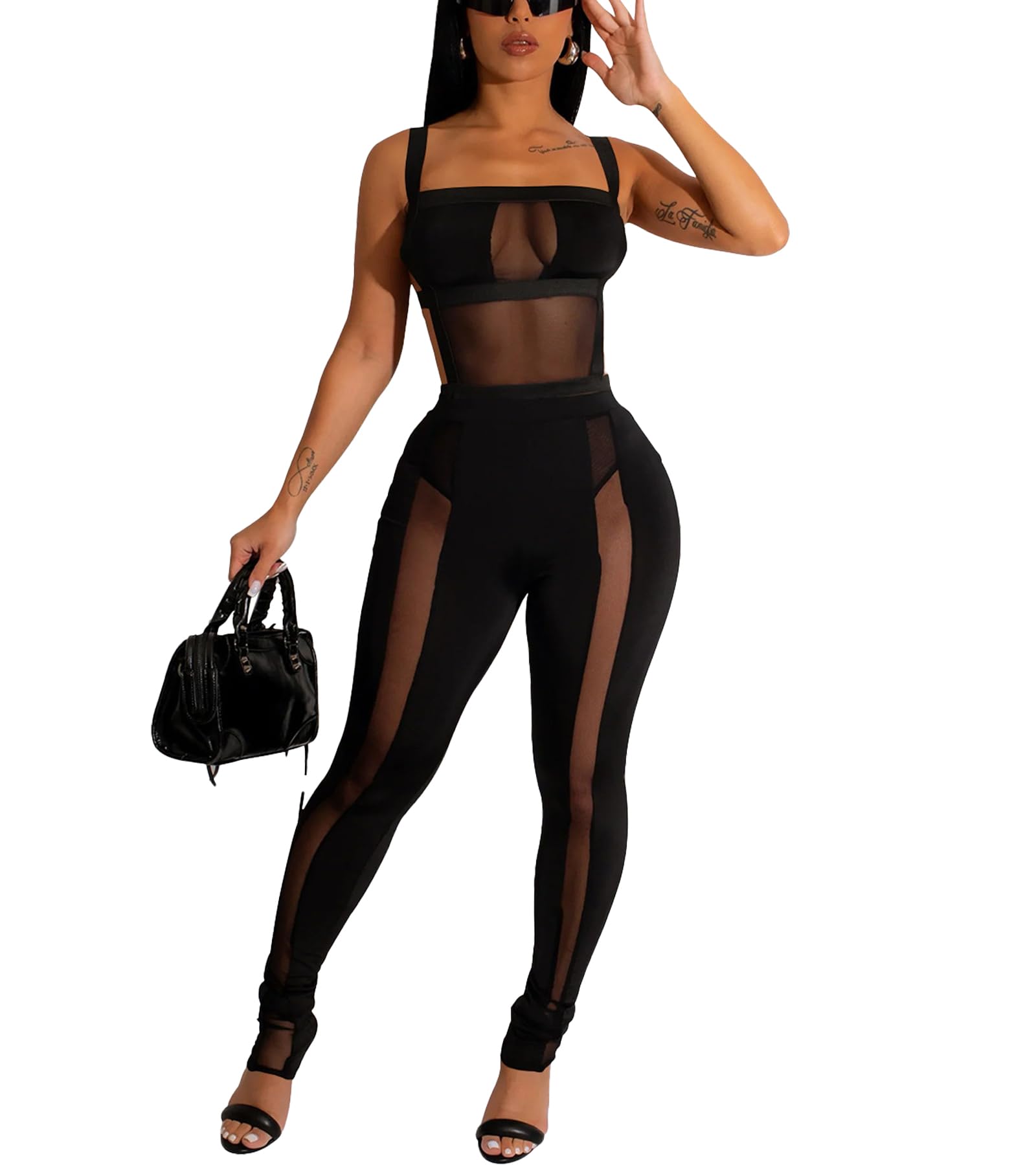 CUTUBLY Women's Bodycon Jumpsuits Casual Romper Party Club Outfit Clubwear