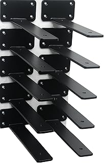 10 Pack - 8 inch Black Hidden L Shelf Bracket (1/5 Inch Thicked) Iron Shelf Brackets, Metal Shelf Bracket, Industrial Shelf Bracket, Modern Shelf Bracket, Metal L Brackets for Shelves Support