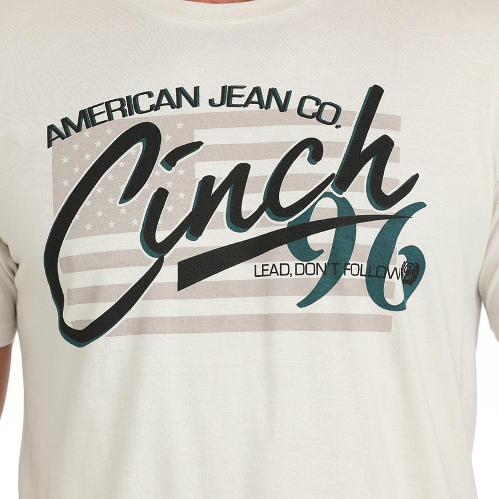 Cinch Mens American Jean Cream Short Sleeve T-Shirt - Image 2