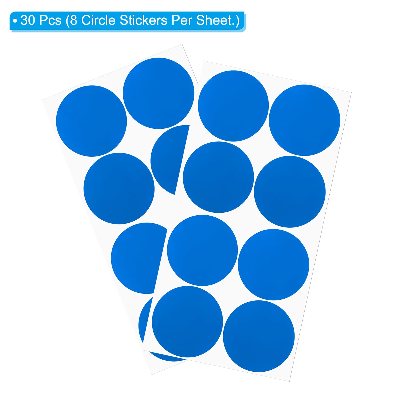 PATIKIL Round Colored Stickers 2", 30 Pcs Removable Sticky Writable Circle Coding Labels for Office Shop Home Classroom Marking Classification, Blue - Image 3