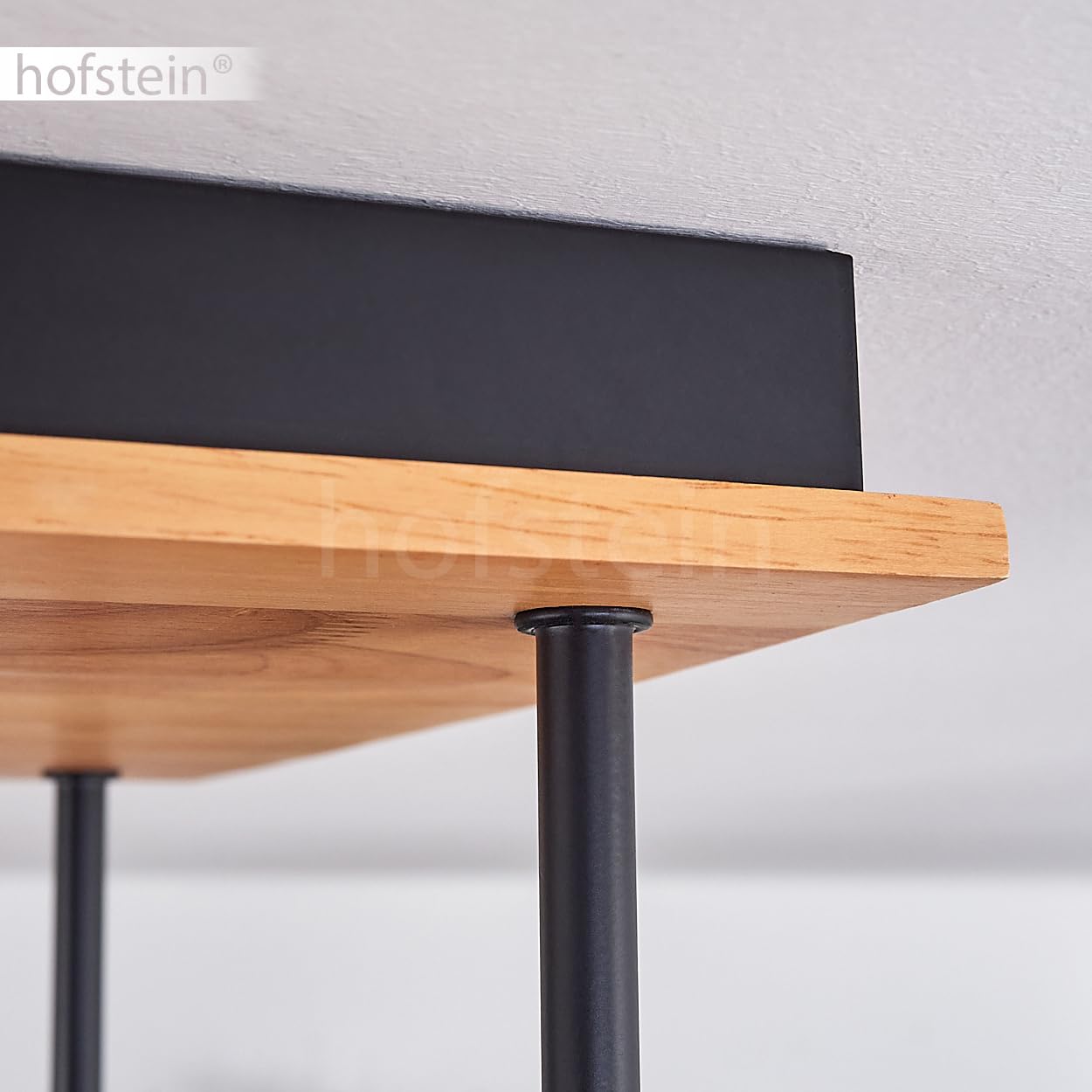 Plafoniera Chehalis, lampada da soffitto in metallo/legno/vetro scanalato in nero/naturale/ambra, lampada dal design moderno retrò/vintage con ombrelli in vetro (Ø 12 cm), 5 x G9, senza lampadina