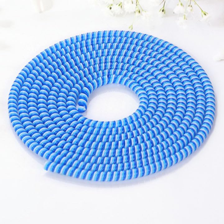 Image of J'TTON Spiral Triple Color (2 Pcs) 1.4 Meters Each-Full Size Cable Cord Charger Protector Saver Winder for iPhone & Android Charging Cables (Blue)