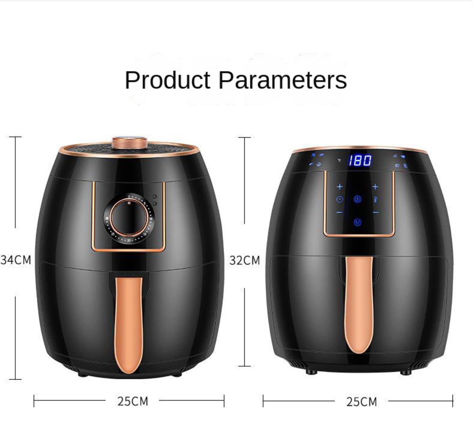 Frytownice powietrzne 5,5 l 1300 W Zegary Szybka cyrkulacja powietrza Maks. 200 ℃ Kompaktowe frytkownice Piekarnik Nieprzywierająca z ustawieniem Frytkownica bezolejowa Niski poziom hałasu (A)