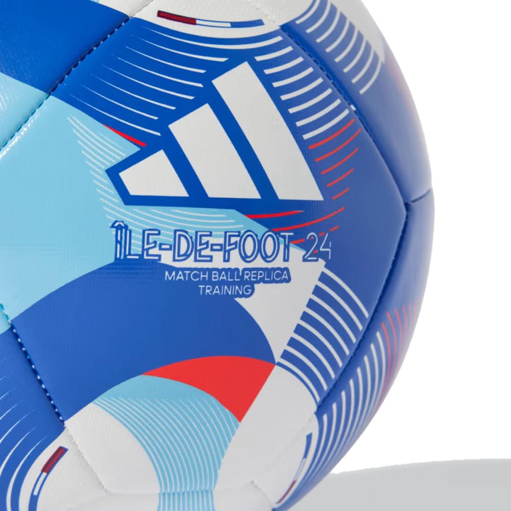 adidas Unisex-Adult Olympics Training Soccer Ball, White/Solar Red/Clear Sky/Team Royal Blue, 5