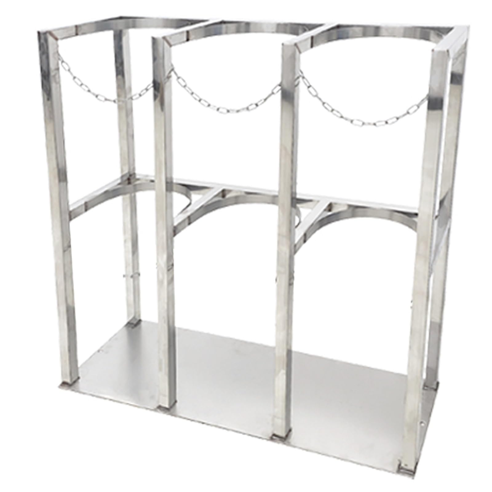 Stainless Steel Gas Cylinder Organizer Shelf, Gas Cylinder Fixed Rack with Protective Chain, Cylinder Tank Rack for Home/Nursing Homes/School/Factory(15.7x7.9x15.7 in)