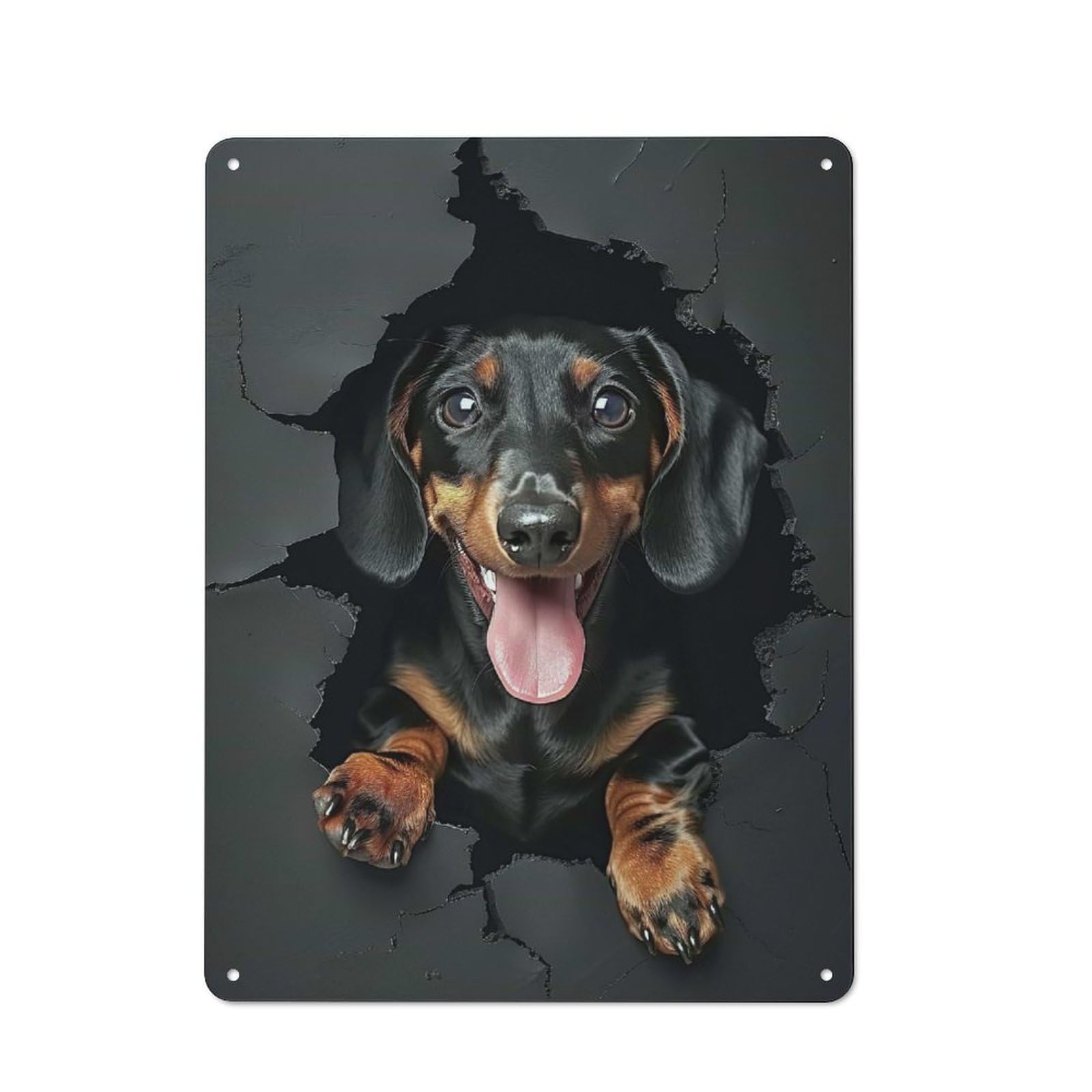 Junmoney Style-5 40X30cm Retro Tin Sign With Dachshund Wall Art Print For Living Room Wall, Housewarming Present For People Styling Living Room