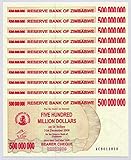 Zimbabwe 500 Million Dollars x 10 pcs 2008 P60 Consecutive UNC Currency Bills