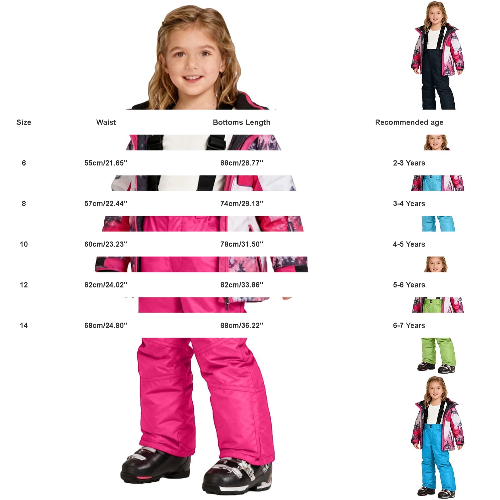 Pantaloni da sci unisex per bambini, per ragazze e ragazzi, a prova di neve, impermeabili, antivento, invernali, caldi pantaloni da snowboard