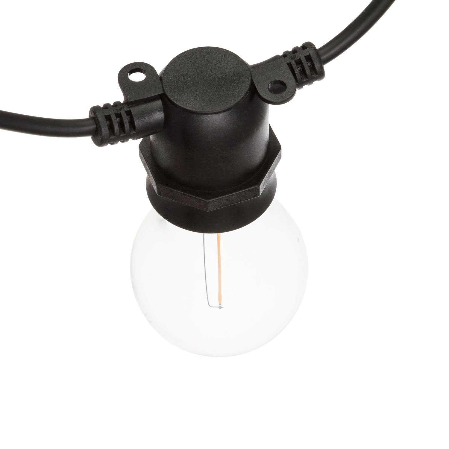 Lotti Guirnalda de luces para fiestas, 5 m, 10 bombillas de cristal, diámetro de 6 cm, E27, LED blanco cálido, cable negro