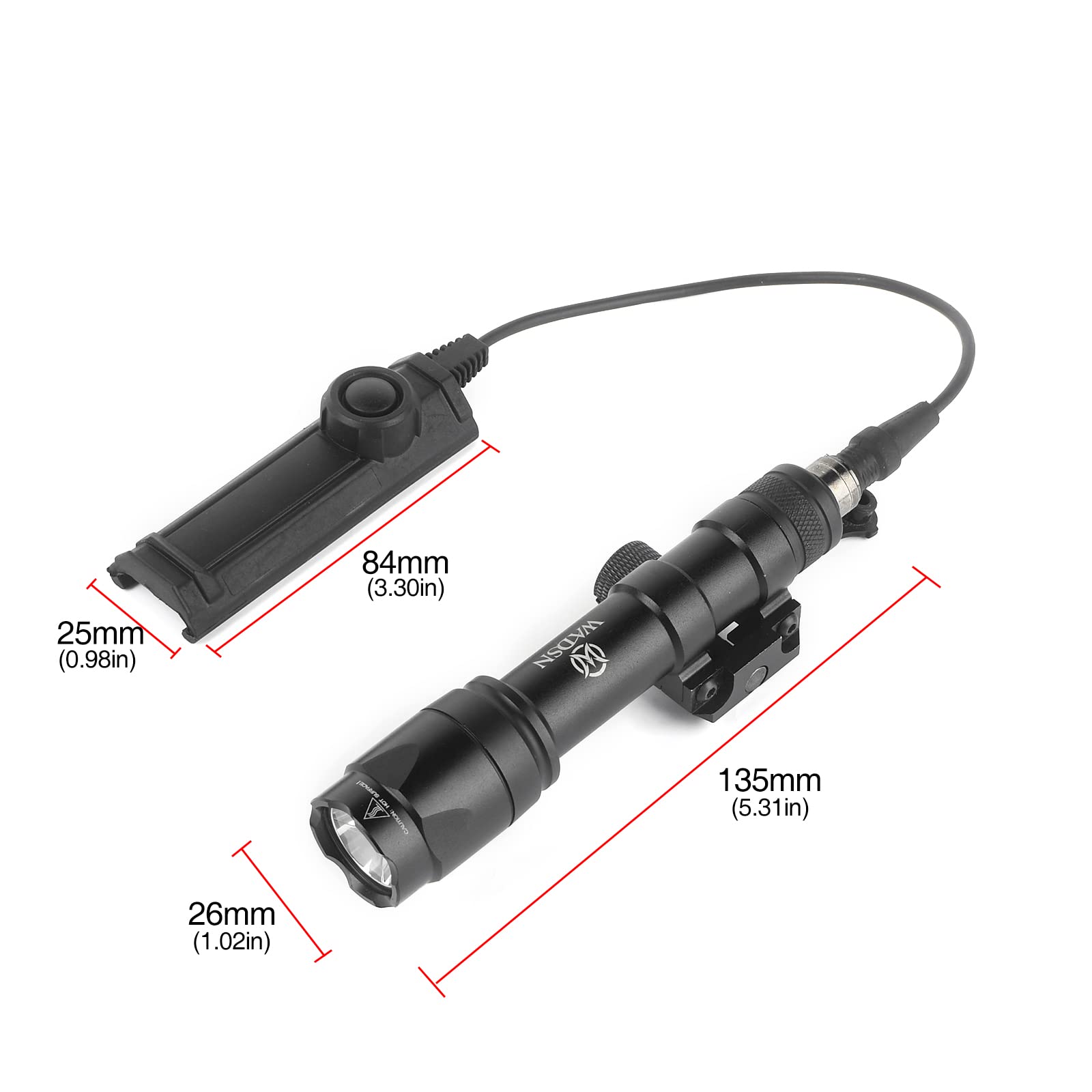 M600C Lanterna a pistola a gas tattico con interruttore a doppia funzione, lanterna da ricognizione a 600 lumen per il sistema ferroviario Picatinini da 20 mm