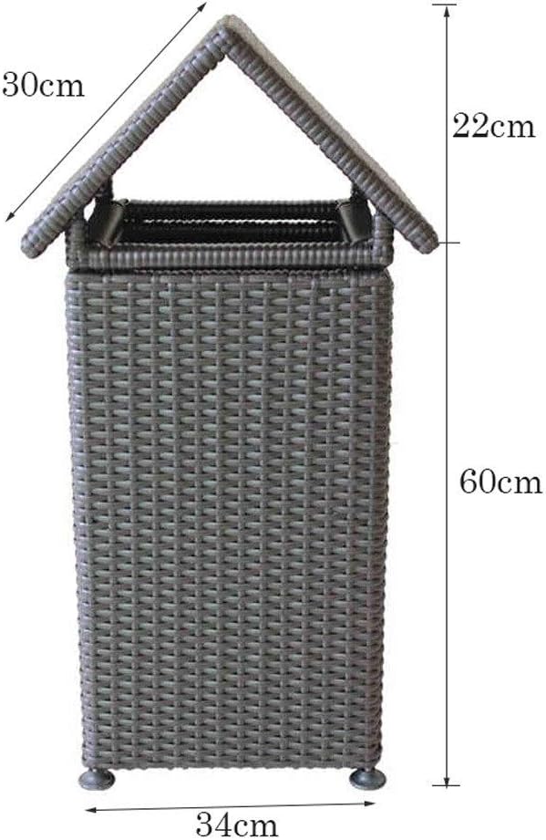 Waste Bins,Rrubbish Bin Outdoor Trash Can Household Outdoor Garden Resin Wicker Trash Can, Large, Inner Barrel Separation, Suitable for Park Hotel School Heavy Trash Can