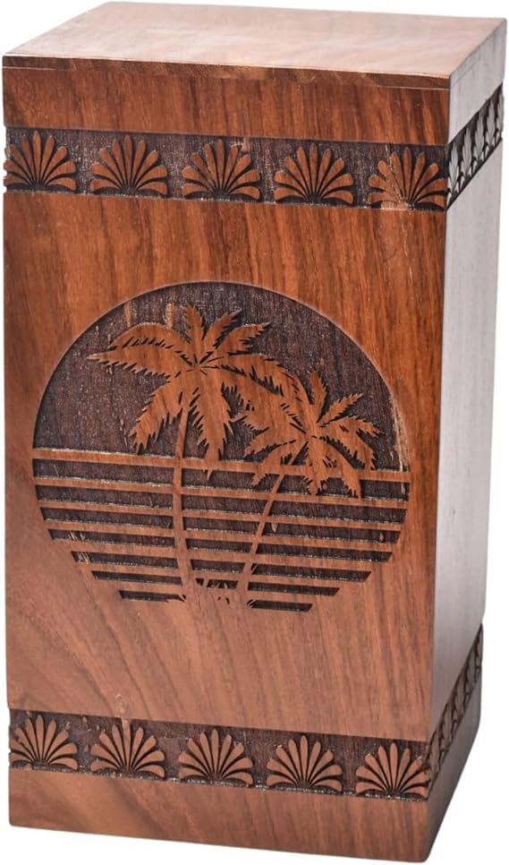 Urne arbre de vie en bois gravée pour un hommage éternel