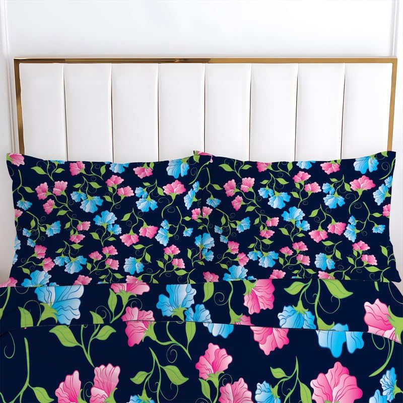 Miniatura 3 de Juego de funda de edredón azul marino con estampado de patrón matrimonial, funda de edredón de microfibra suave y 2 fundas de almohada de 20 x 26