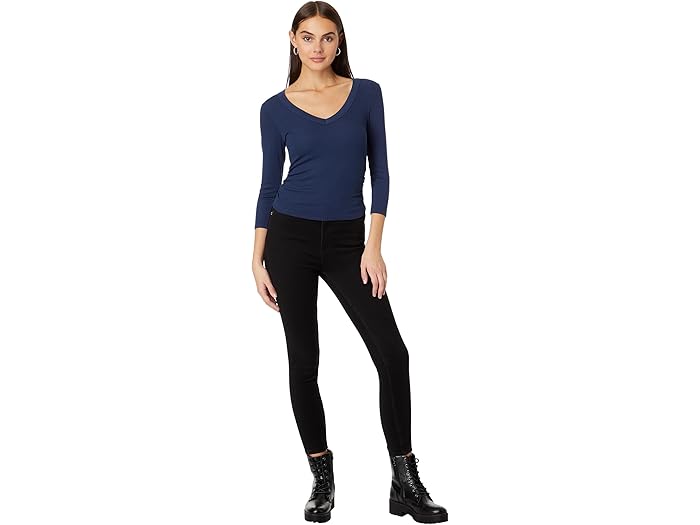Michael Stars Enid 3/4 Sleeve V-Neck Crop Tee - Image 1