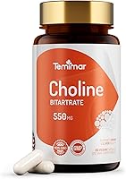Vista 1 de Bitartrato de colina de 550 mg, apoya la salud del hígado y el cerebro, suplementos de colina de alta absorción, sin OMG, sin gluten, fabricado