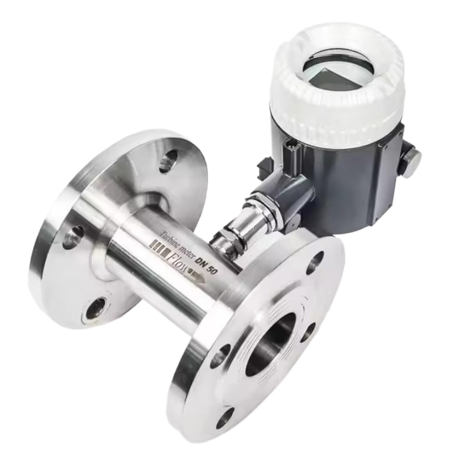 QfUxYYSLD Turbine Flow Meter with Display for Tap Water, Stainless Steel Line and Pipe.