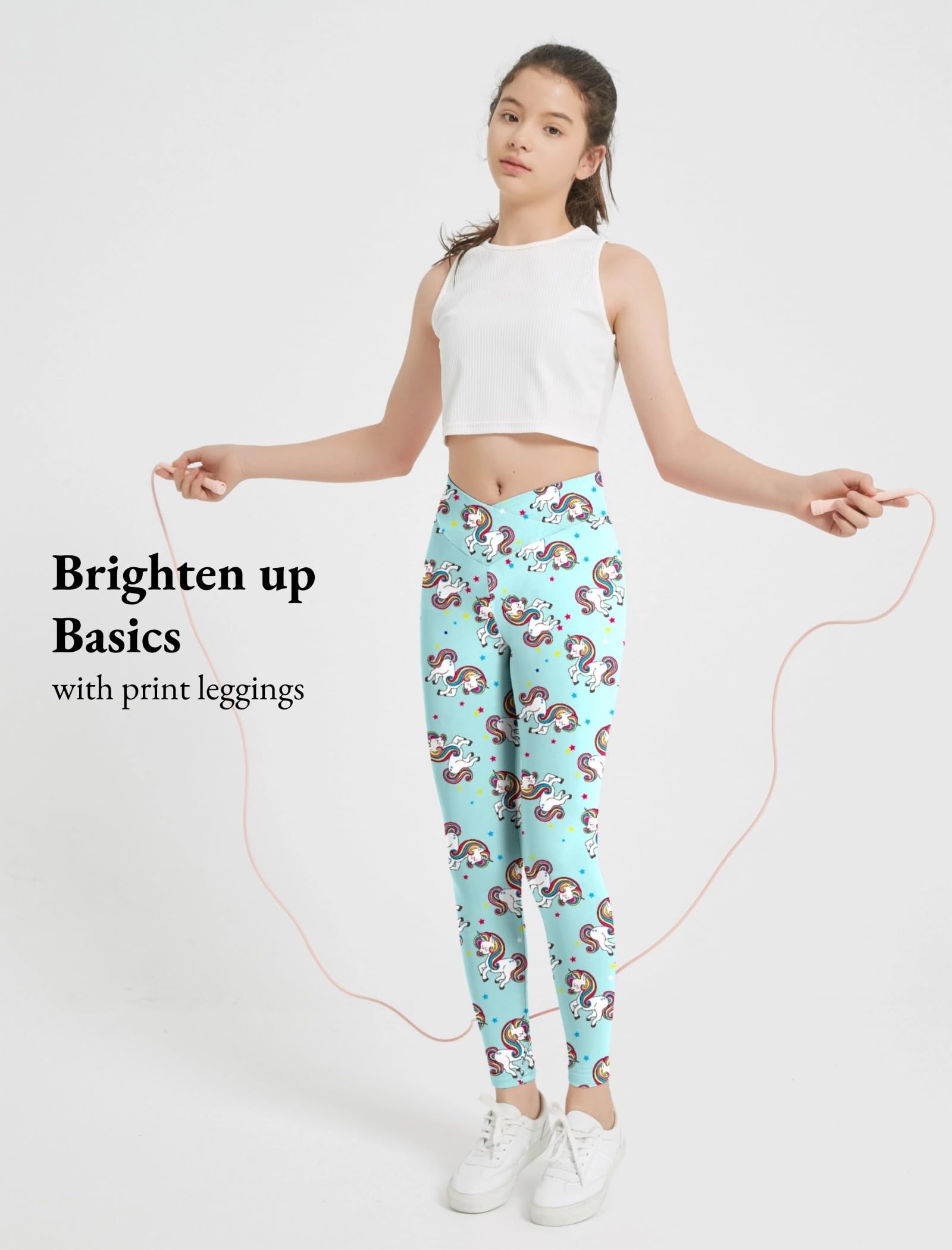 EXARUS Leggings da ragazza Flare/Skinny Yoga Pantaloni Leggeri Piatti/Crossover Vita Multipack Danza Vita Alta Morbido 6-14Y
