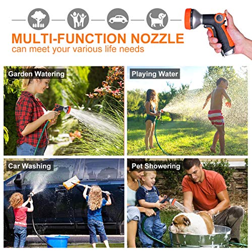 Garden Hose Nozzle Spray Nozzle with Water Volume Control Valve High Pressure Water Hose Nozzle Sprayer with Adjustable 8 Patterns for Garden Watering,Car Washing and Pet Showering - Thumbnail 5