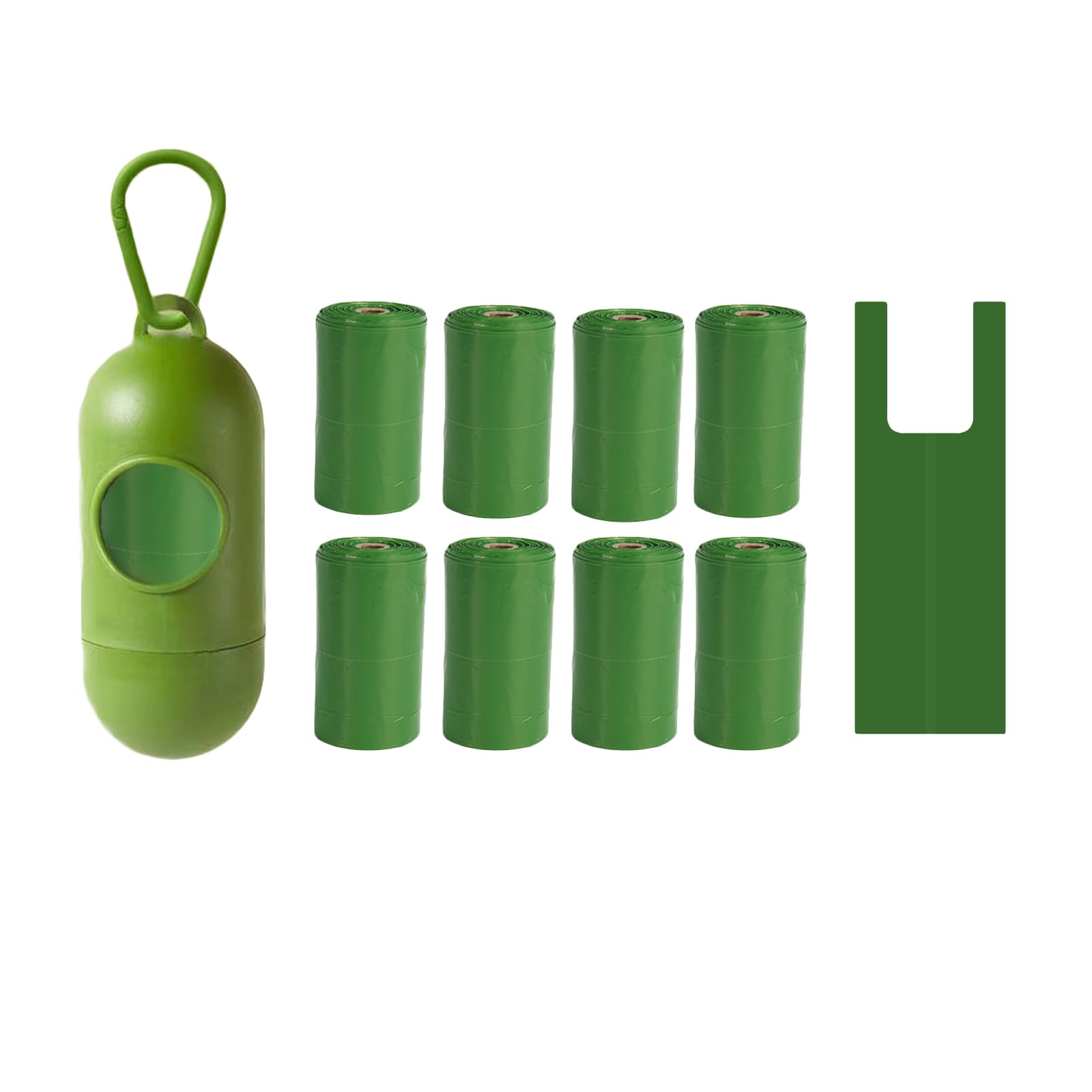AWOCAN Dog Poop Bags and Dispenser with Tie Handles on Refill Rolls Easy-Tie Opening Generously Sized Dog Poop Bags for Pet Owners (green)