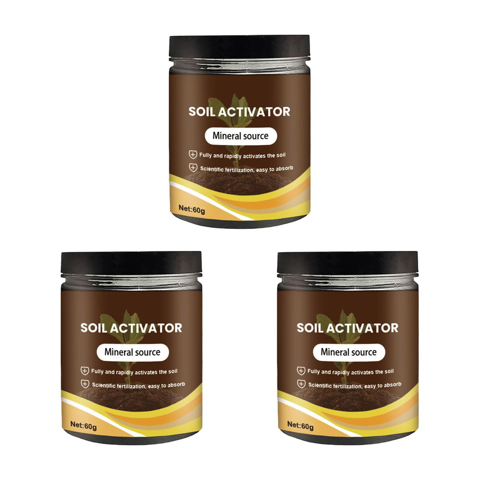 Organic Soil Activator Plant Fertilizer, Soil Pro Activator for plants Flowers Gardens Houseplants Improves Soil Structure, Prevents Compaction Boosts Root Growth (60g(3pcs))