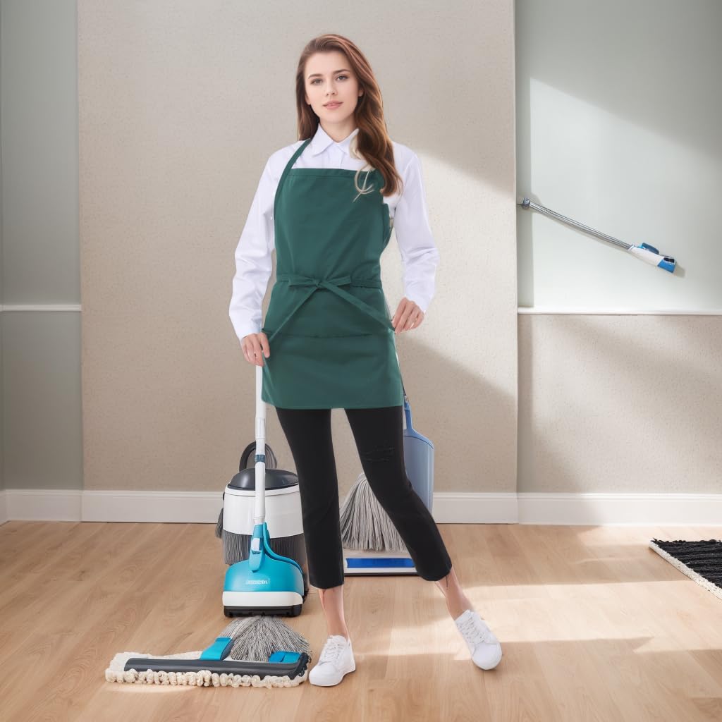 Delantales cortos de algodón para mujer con 3 bolsillos, delantal de chef unisex, delantal de camarera para cocina, cocina, restaurante, barbacoa