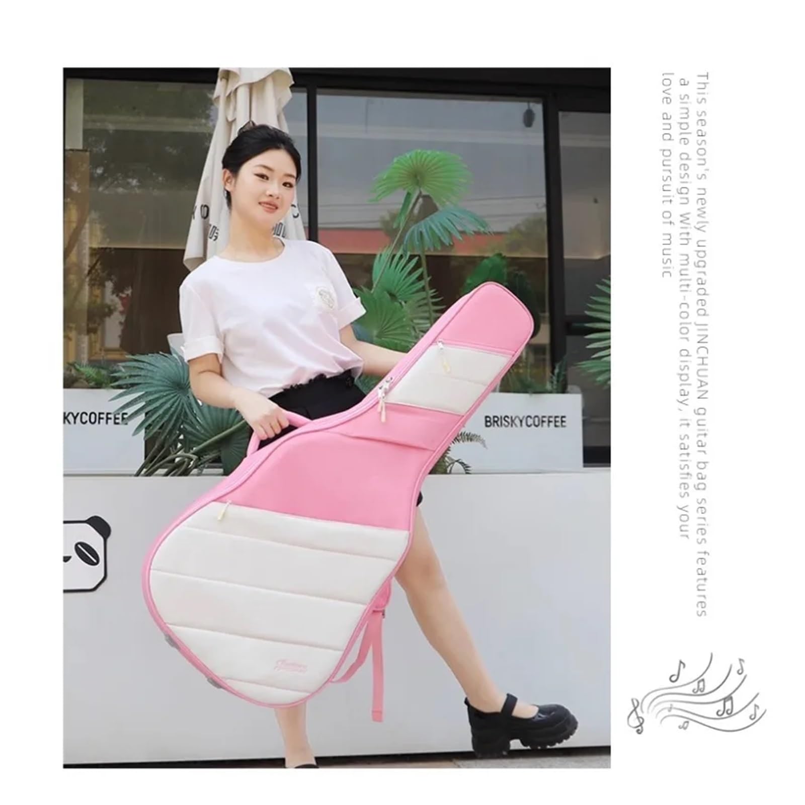 Funda para Guitarra Bolsa for Guitarra acústica de 41 Pulgadas, Funda Protectora for, Ideal for Canciones folclóricas, Piano y Mochila for 40 Grosor para Guitarra(Pink with Rice White)
