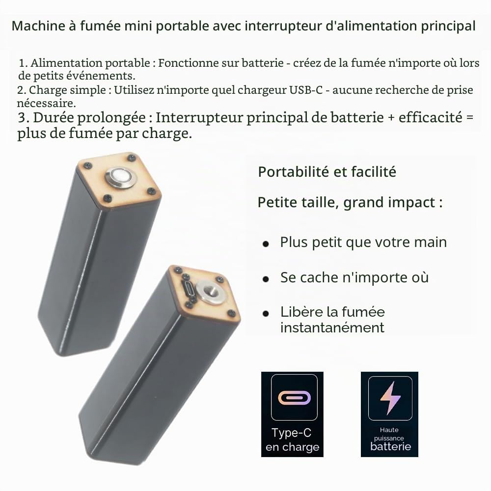 Mini machine à fumée, pour événements en plein air, DJ, fêtes, photographie, effets de scène intérieure, Halloween (dos fin)