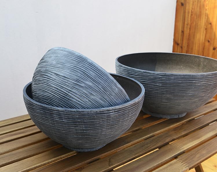 【JAFUA】大型金魚鉢 屋外飼育用 メダカ鉢 プラスチック製 模造石付き 睡蓮鉢 水生植物用 飾り P15