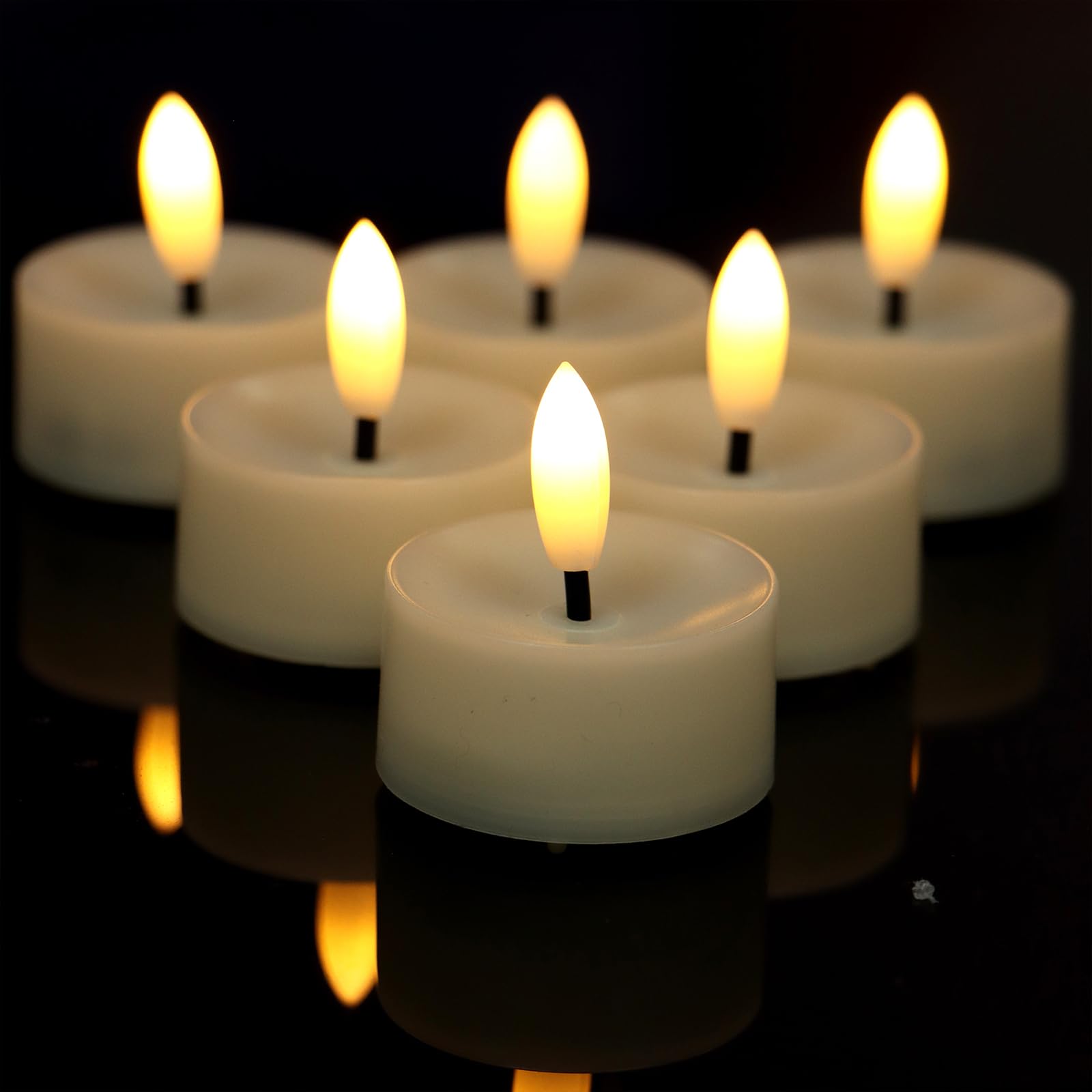 Flameless LED Tealight Candles, Battery Operated Fake LED Lights Electric Flickering Tea Lights for Wedding Party Halloween Christmas Party Theme Party, Holiday Decor Home Decorations, Set of 6