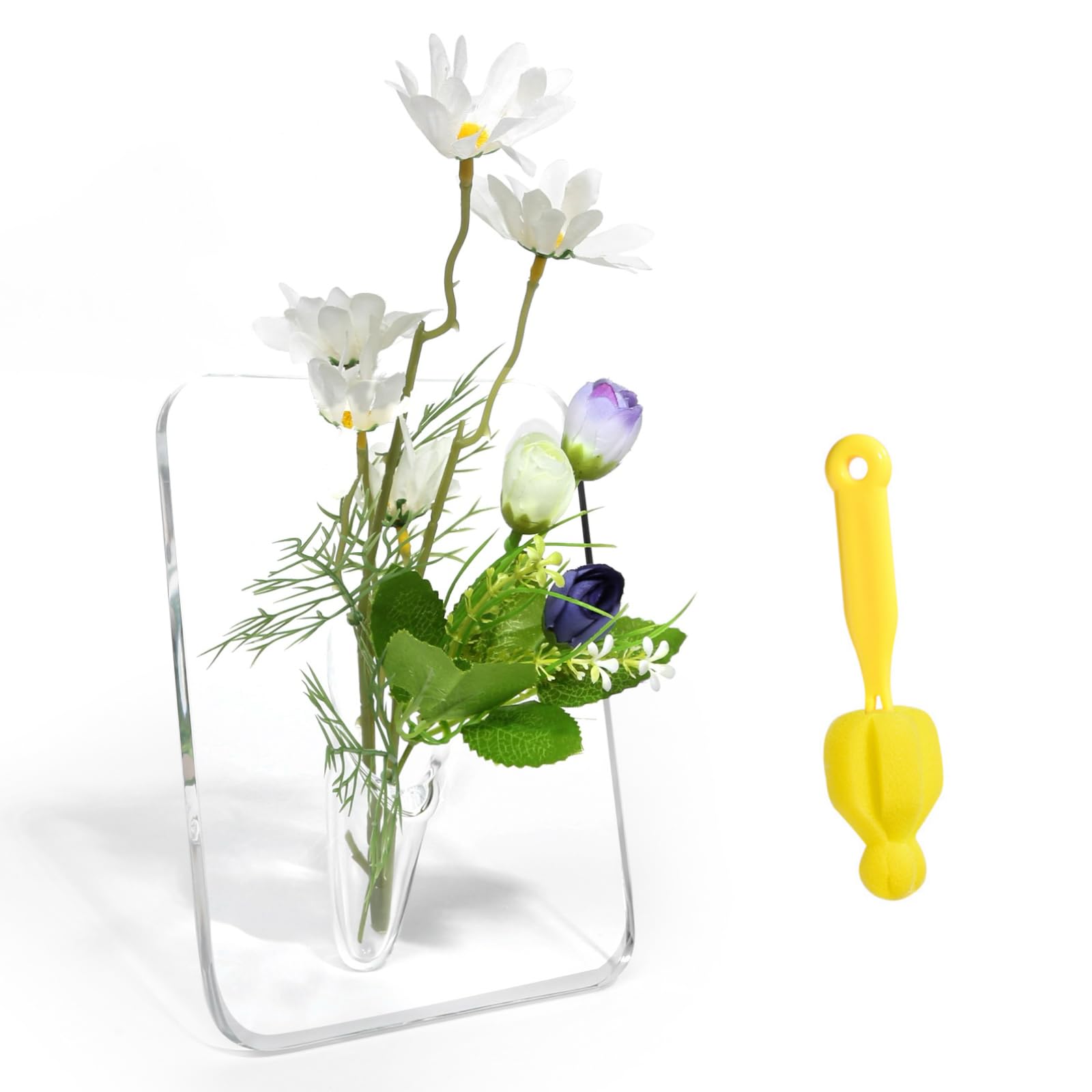 Acrylic Clear Photo Picture Frame Vase for Centerpieces, Cute Bud Vase, Unique Flower Vase for Room Decor(Transparent White)