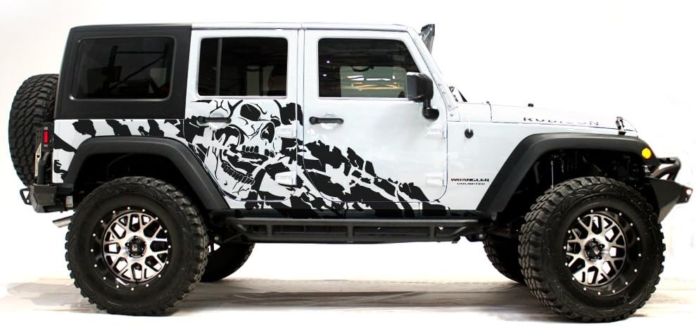 Factory Crafts Nightmare Side Graphics Kit 3M Vinyl Decal Wrap Compatible with Jeep Wrangler 2007-2016 - Matte Black