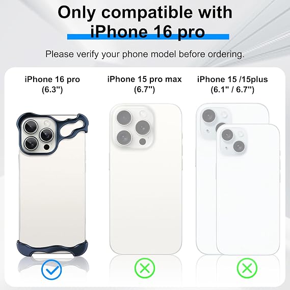 Phone Case Compatible with iPhone 16 Pro Compatible with Lens Camera Protection, Frameless Minimalist Design, Extremely Highlighting Personality