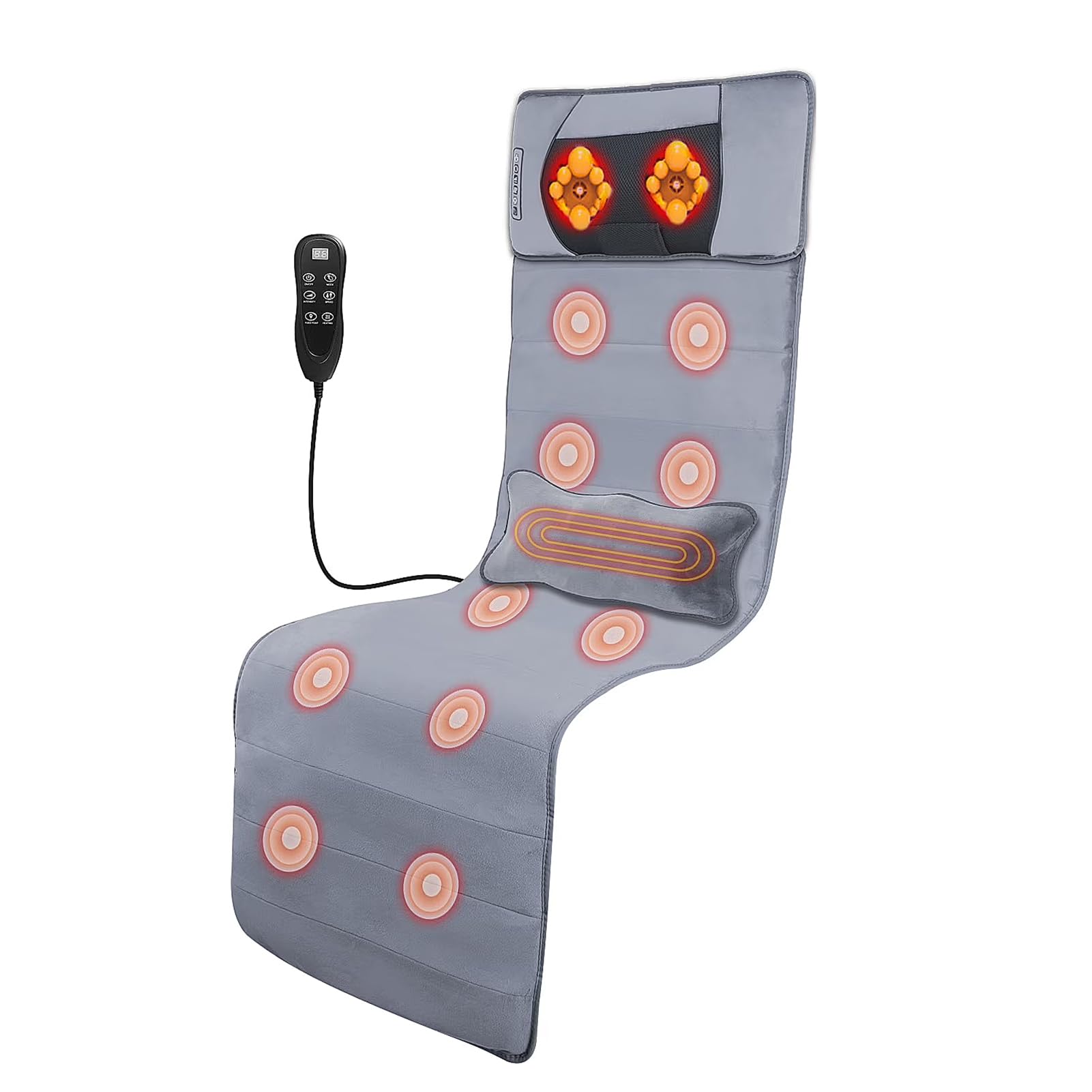 Estera de Masaje de Cuerpo Completo, Shiatsu Vibración Termoterapia Colchón De Masaje Con 10 Motores De Vibración Para Cuello Espalda Cintura Piern
