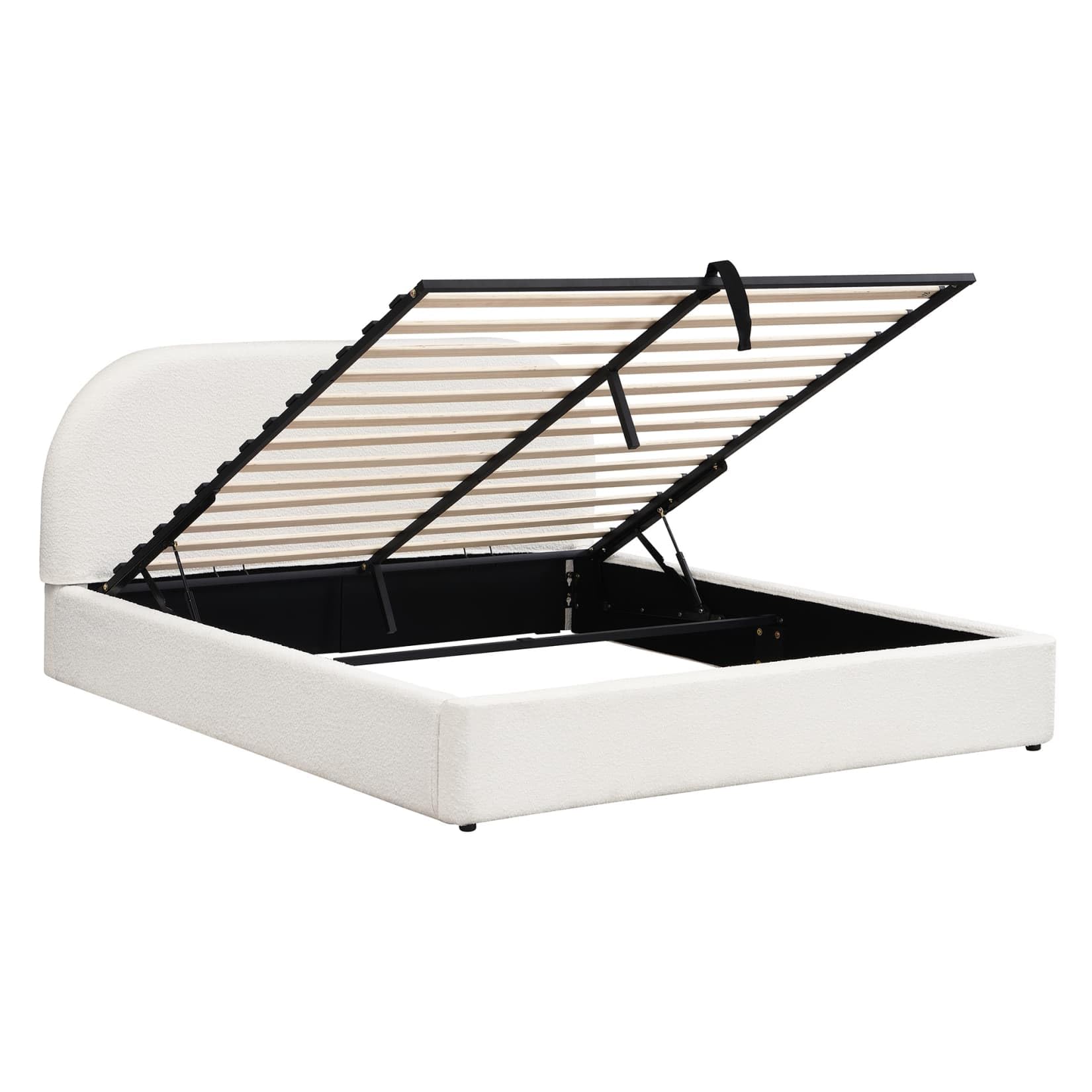 EURHCIO Lit Coffre 180x200cm,Lit Double Adulte avec Fonctionnel Hydraulique,Tête de Capitonné,Sommier à Lattes,Tissu de bouclé,sans Matelas (Beige-C-bouclé-180)