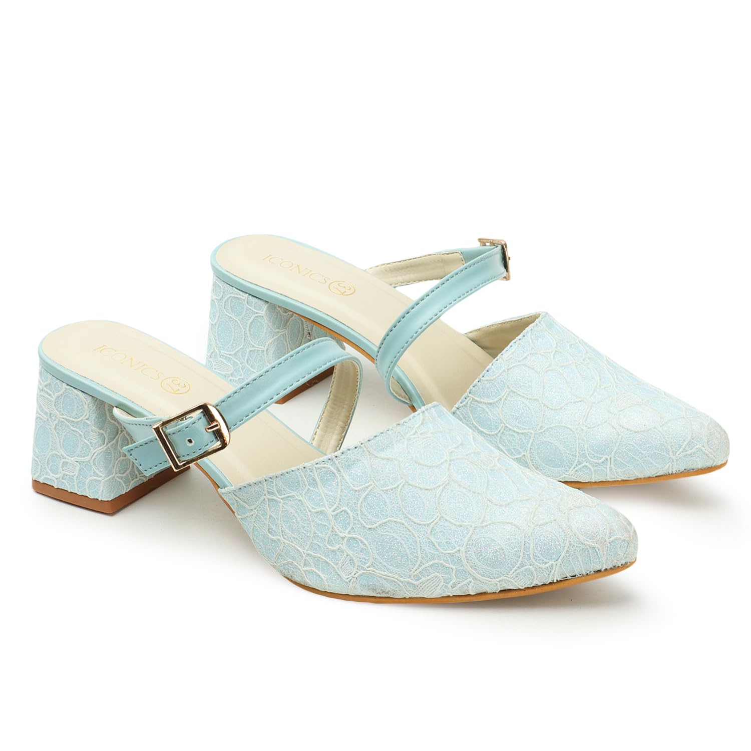 Women's Pointed Toe Buckled Block Heel Mules-image-23
