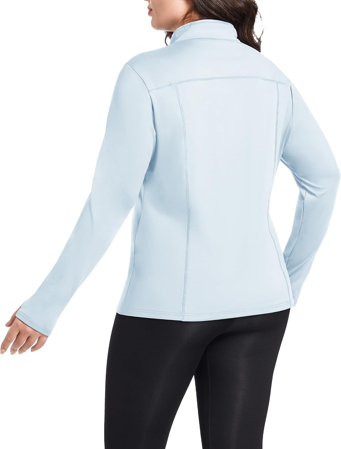 FOREYOND Plus Size Jackets for Women Athletic Workout Running Jacket Full Zip up Lightweight Yoga Tops with Thumb Holes - Image 2