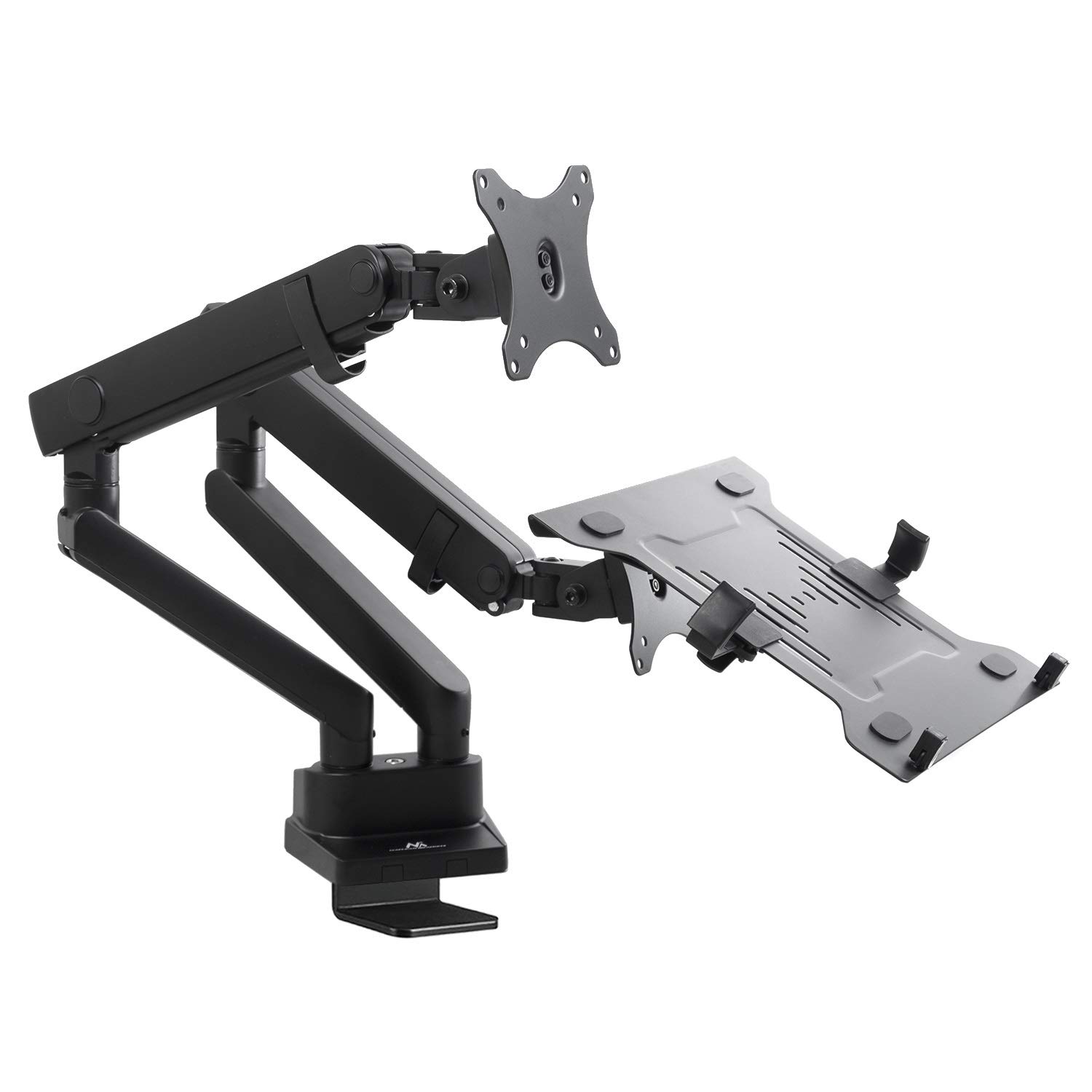 Maclean MC-813 - Supporto per Monitor con Molla a Gas, per Laptop e Monitor VESA 75 x 75 100 x 100 17"-32", per 1 Monitor e 1 Laptop