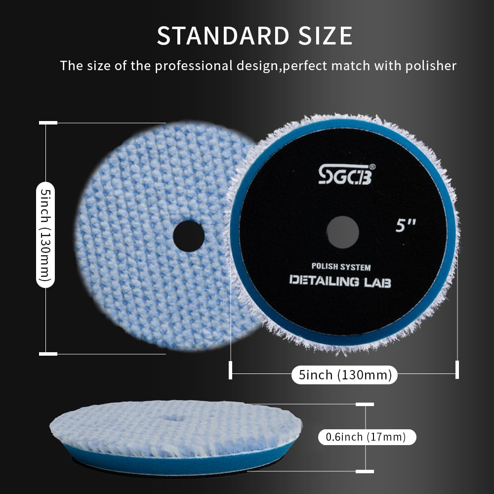 SGCB 2-Pack 5 Inch Coarse Wool Polishing Pads - Heavy Cut Blue Wool Buffing Pads For Car Polisher, Hook & Loop - View #5