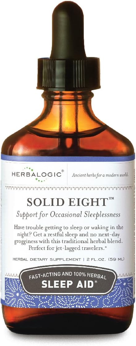 Herbalogic - Solid Eight Liquid Herb Drops - Fast Acting Natural Sleep Aid - Promotes Deep, Restful, Recuperative Sleep Without Next-Day Grogginess- Does Not Contain Valerian Root - 2 Fl Oz
