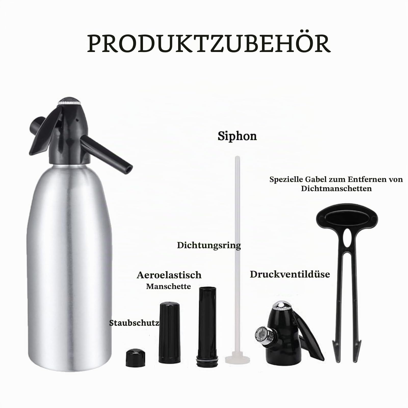 Sodaflasche, Professionelle Legierung Siphon Seltzer-Siphon Mit Druckminderer Für Saft Getränke Cocktail 1 L Silber