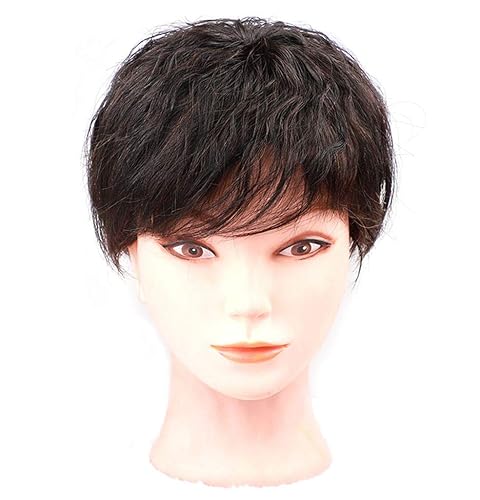 Miniatura 3 de LXUE Extensiones de cabello humano rizado natural para mujer para puntos calvos, extensiones cortas para cabello gris, 6 pulgadas (base de 2.4 x 2.4